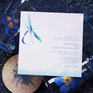 Lied der Dragonfly Whimsical Blue Wedding Einladung