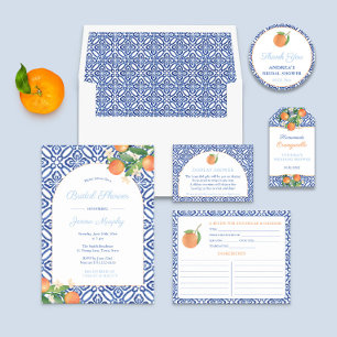 Arch Simple Citrus Blue Tile Display Brautparty Begleitkarte