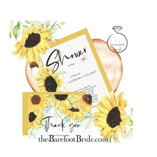 Invitation Aquarelle Golden Yellow Russe Tournesols