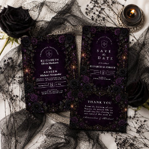 Invitation Mariage gothique violet enchanté