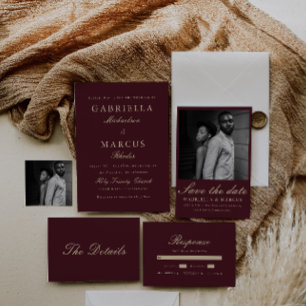 Einfaches und elegantes Violet-Foto Hochzeit Einladung