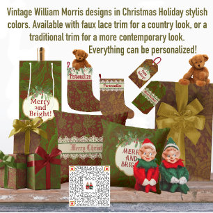 Nostalgic Classic William Morris Red Holiday Geschenktüte Für Weinflaschen