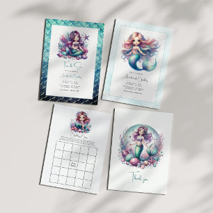 Carte De Remerciements Pastel Under the Sea Girl's Birthday