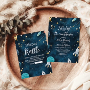 Carte D'accompagnement Space Outer Baby shower Navy Livres pour bébé