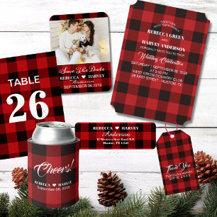 Bannière À Fanions rouge buffle plaid rustique mariage d'hiver bienve