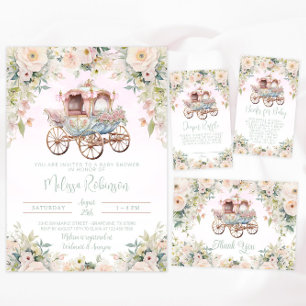 Invitation Fairytale Princess Carrie Girl Aquarelle Floral