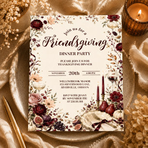 Assiettes En Carton Dîner Élégant de Friendsgiving Floral