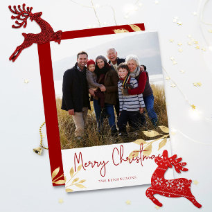 Cartes Pour Fêtes Annuelles Elégante Noël Gold Feuilles de vacances photo