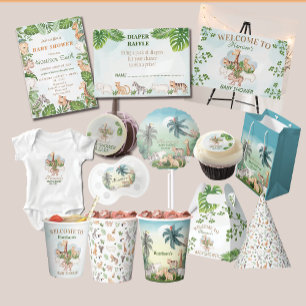 animal sauvage avec arbre Jungle Invitation
