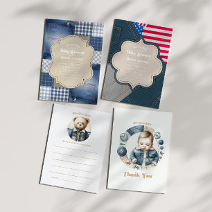 Blue Jean Baby Rustic Denim Dankeskarte