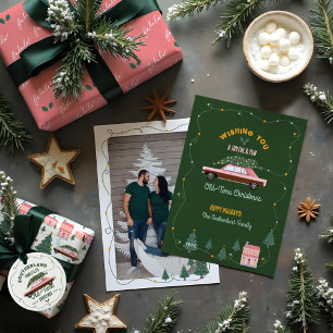 Spaß Alte Weihnachten Rosa Retro Auto Tree Foto