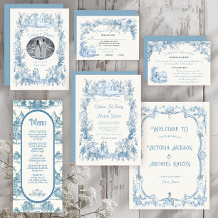 Invitation Elégant Toile de France Mariage de château Floral