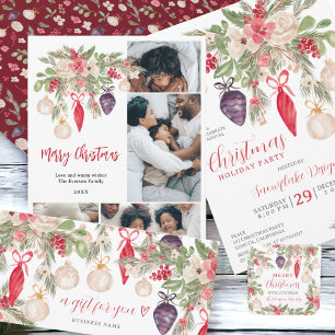 Moderne blüh fröhliche Weihnachtsfamilie 5 Fotos Feiertagskarte