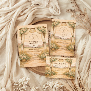 Wüstenbogen-Hochzeit im Western-Stil Dankeskarte