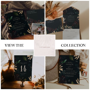 Invitation En Aluminium Rose de velours foncé bordeaux   Mariage d'hiver d