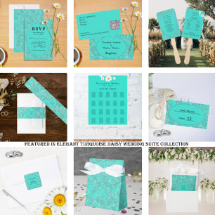 Invitation Magnétique Elégante marguerite romantique Floral Turquoise Ma