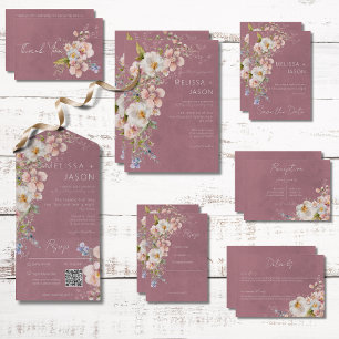 Pastel Floral Moderne rosa Hochzeit Save The Date