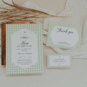 Invitation Nouveau au Club Golf Green Gingham Baby Shower
