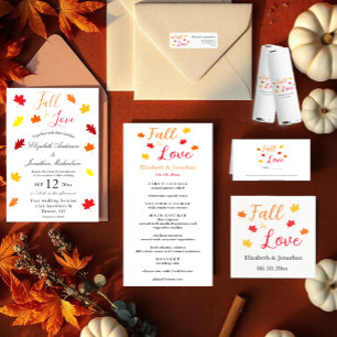 Invitation Tomber dans l'amour Automne Feuilles Mariage