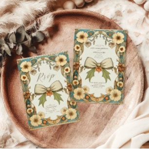 Cartons Réponse Chic Vintage Floral Art Nouveau Mariage