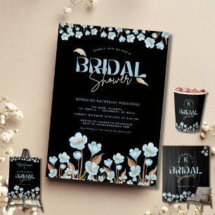 Schwarzes Elegantes blaues Wasser Brautparty Geschenkanhänger