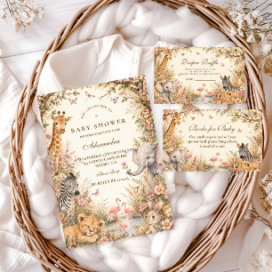 Carte D'accompagnement Tirage de couche pour fille au safari boho botaniq