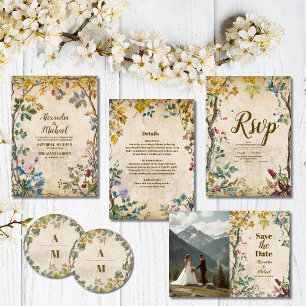 Foto Boho Herbst Wildblume Botanische Hochzeit Save The Date
