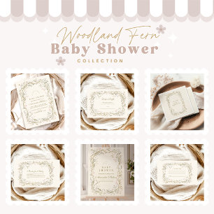 Rustikales Woodland Fern Baby Dusche Einladung