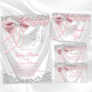 Serviette En Papier Élégant Baby shower rose Diamond Rose
