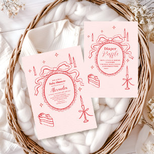 Sketch Hand Drawn Bow Babydusche Diapper Raffle Begleitkarte