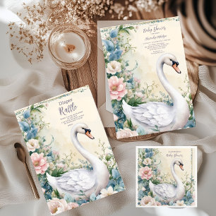 Elegante florale Swan Blush Pink Bücher für Baby Begleitkarte