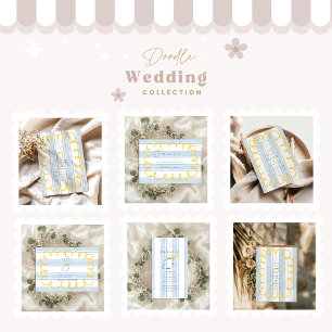 Blue Yellow Mediterranean Lemon Wedding with Strip Einladung