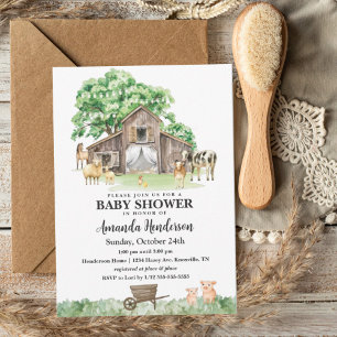 Carte de remerciements de Baby shower animal agric