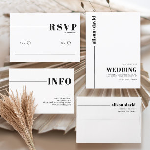 Ballotins Mariage minimaliste noir, blanc chic typographie