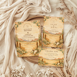 Ländliche Western-Wüsten-Hochzeit Dankeskarte
