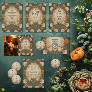 Bezaubernde Hochzeit im Garten Jugendstil All In One Einladung