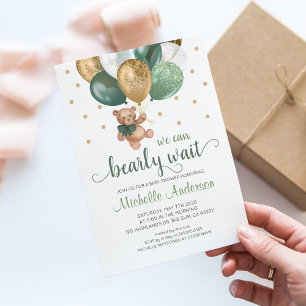 Carte de remerciements de Baby shower vert Teddy B