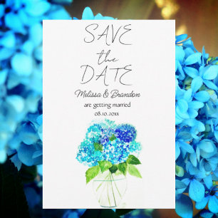 Invitation Tout En Un Aquarelle Hydrangea Blue Floral Mariage