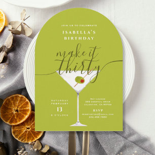 30. Geburtstag Party von Green Martini Runder Aufkleber