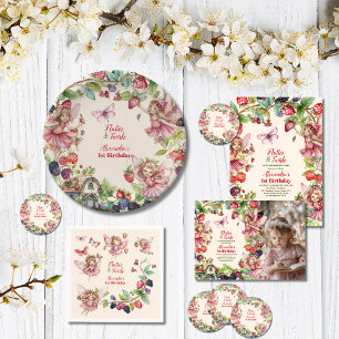 Magical Fairy Strawberry Garden Pixie 1. Geburtsta Geschenkpapier