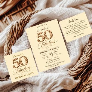 Invitation Léopard Neutre 50 & Anniversaire Fabuleux