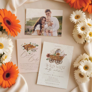 Invitation Wild West Country Western Floral Wagon Baby shower