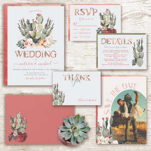 Invitations Terracota et Cactus Mariage Fiesta