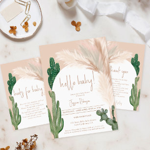 Invitation Boho cactus pampas arc baby shower bonjour