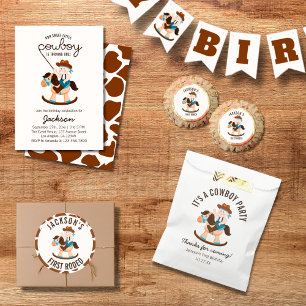 Invitation Western Cowboy Rocse Horse Boy Anniversaire