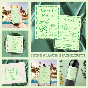 Étiquette Pour Bouteilles De Vin Bikinis et martinis à main tiré