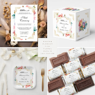 Moderne Elegante Rosa-Blütenmuslime Einladung