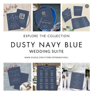 Dusty Navy Blue Wedding Abend Party Einladung