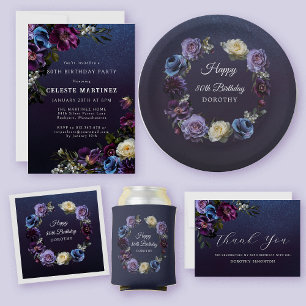 80. Geburtstag Personalisiert Moody Lila Blume Serviette
