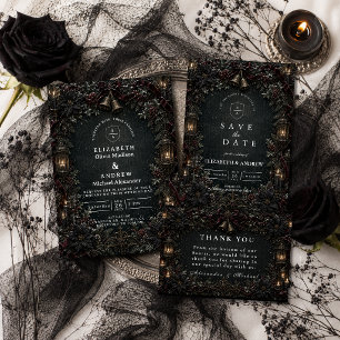 Gothic Gotische Winterhochzeit Save The Date